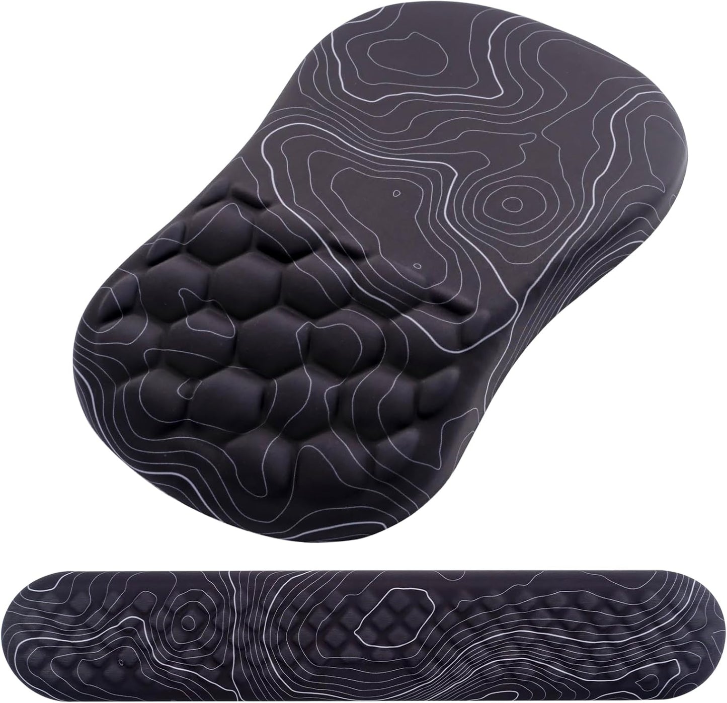 Mouse Pad Wrist Support, Laokiiy 2 in1 Keyboard Wrist Rest+ Ergonomic Mouse Pad, Non-Slip Wrist Rest for Computer Keyboard, Made Easy Typing & Relieve Wrist Pain(Black White)