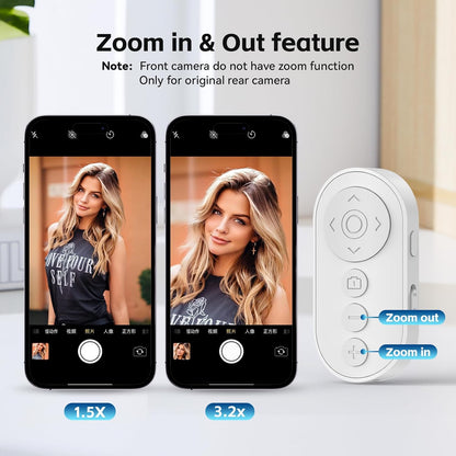 Bluetooth Camera Remote Shutter with Zoom and Front/Rear Camera Switch for Photo and Vlogging,Cllphone Remote Clicker for iOS & Android Smartphone, Wireless Video Scrolling for Tiktok