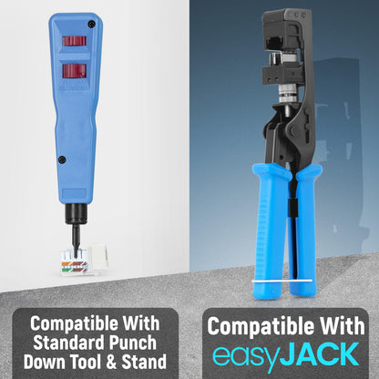 Everest 90° Angled RJ45 Cat6 Keystone Jacks 100-Pack in White - Slim Profile Female RJ45 Connectors - Cat 6 Keystone Jack - Compatible with 90° Angled Speed Termination Tool - easyJACK (B094WB91H3)