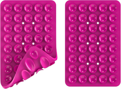 2PACK Silicone Double Sided Suction Phone Case Mount, Detachable Hands Free & Strong Grip Holder for Selfies & Videos, Compatible iPhone Android (Rose Red, 2Pack 40 Suction Cups)