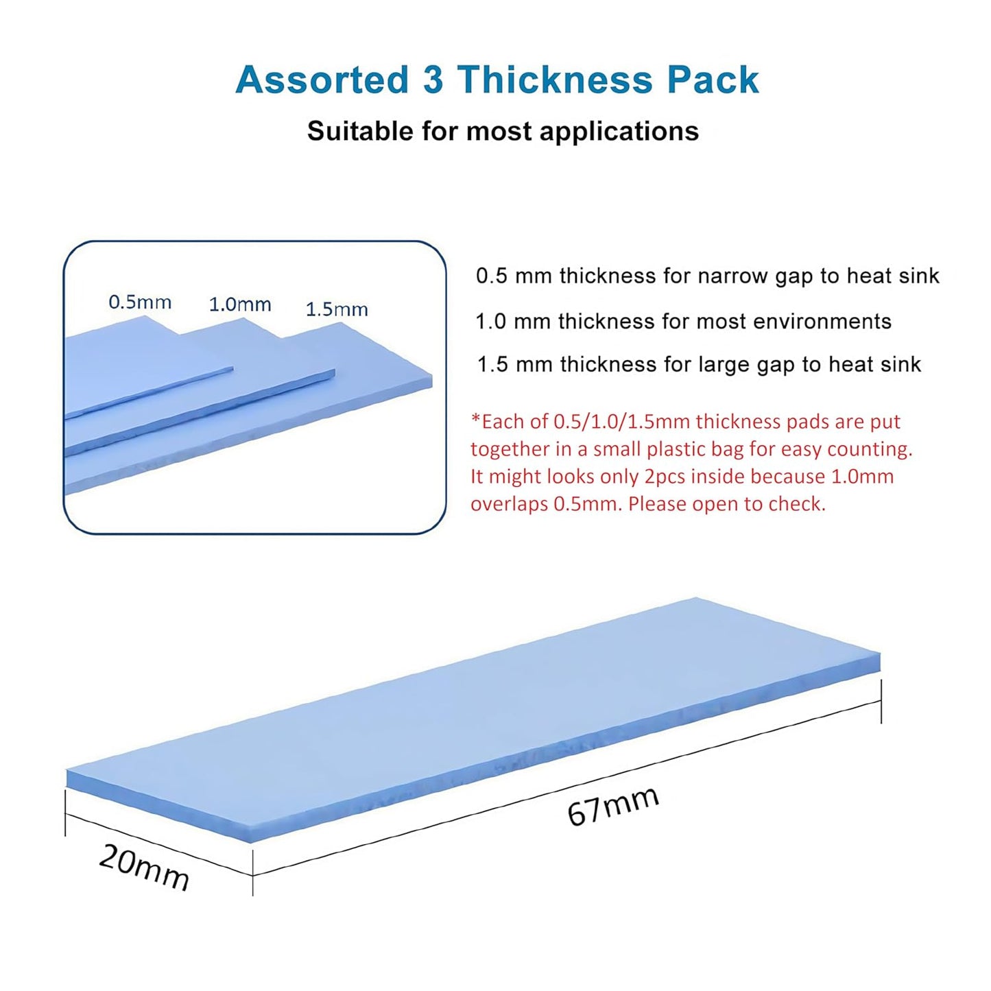 A ADWITS [ 12-Pack ] Thermal Conductive Silicone Pads, Soft Safe Simple to Apply for SSD CPU GPU LED IC Chipset Cooling -Blue