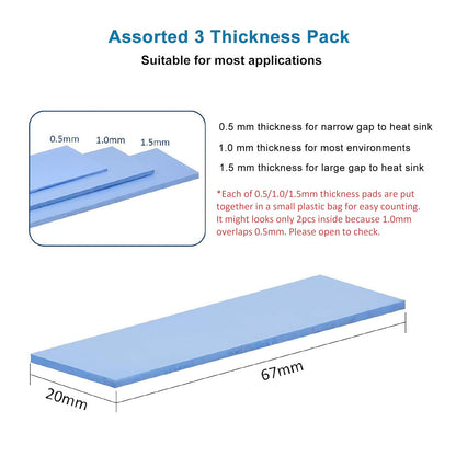 A ADWITS [ 12-Pack ] Thermal Conductive Silicone Pads, Soft Safe Simple to Apply for SSD CPU GPU LED IC Chipset Cooling -Blue