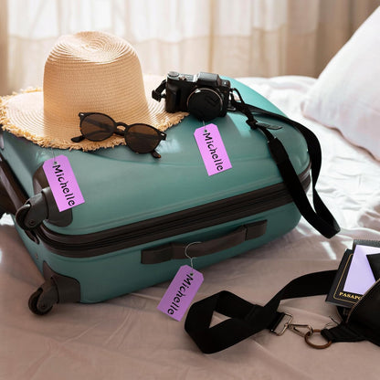 100 Plastic Shipping Tags - Waterproof, Durable, Light Purple, 4 3/4" x 2 3/8"