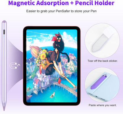 Stylus Pen for iOS&Android Touch Screens, Active Pencil for Samsung, Smart Digital Stylus Pens for Lenovo/Huawei/Vivo/Mi and Other Tablets, iPhone/Google Pixel Smart Phones Drawing&Writing (Purple)