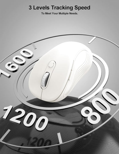 Trueque Wireless Mouse for Laptop, 2.4GHz Ergonomic Computer Mouse with Back & Forward Buttons, 3-Level DPI, 6 Buttons, Optical USB Cordless Mice for Windows Chromebook MacBook PC (Pure White)