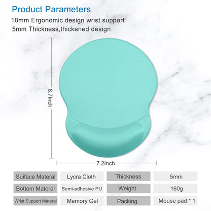ITNRSIIET Ergonomic Mouse Pad with Gel Wrist Support Small Wrist Rest Smooth Surface Non-Slip PU Base Comfortable Office Supplies Pain Relief, 8.7 x 7.2 inches, Green