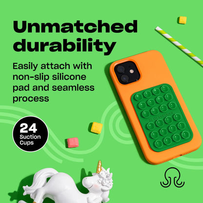 Classic - Silicone Suction Phone Case Adhesive Mount - Hands-Free, Strong Grip Holder for Selfies & Videos - iPhone & Android Compatible - 2.25″ x 3.25″, Spade Green