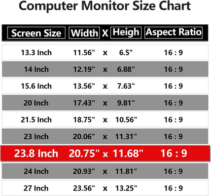 Computer Privacy Screen Protector 23.8 Inch with Hp Dell Acer Asus LG and More, Removable Security Shield Filter for 16:9 Aspect Ratio Monitor Like ViewSonic Sceptre(23.8" Diagonal 16:9 1 Pack)