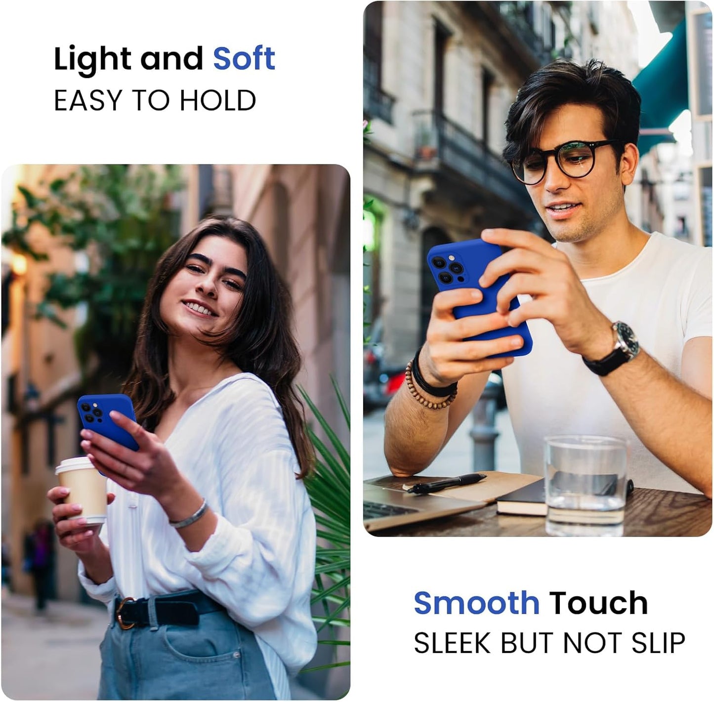 FireNova Designed for iPhone 15 Pro Max Case, Silicone Upgraded [Camera Protection] Phone Case with [2 Screen Protectors], Soft Anti-Scratch Microfiber Lining Inside, 6.7 inch, Klein Blue