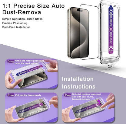 Screen Protector for iPhone 17, iPhone 16 Pro 6.3-Inch, 2 Pack, 9H Tempered Glass, HD Clear, Full Cover, Anti-Fingerprint, Easy Installation