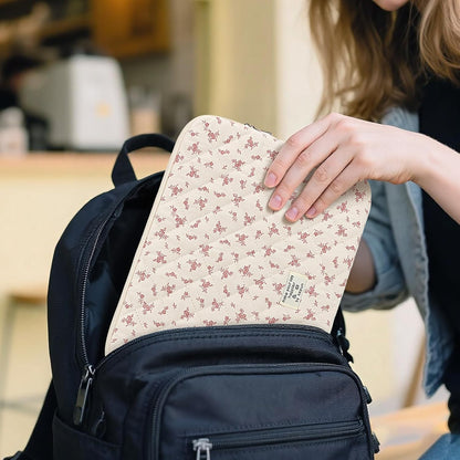 Puffy Laptop Sleeve 13-15.6 Inch Cute Quilted Laptop Protective Case Padded Floral Computer Sleeve for MacBook (A-Pink, 15 Inch)