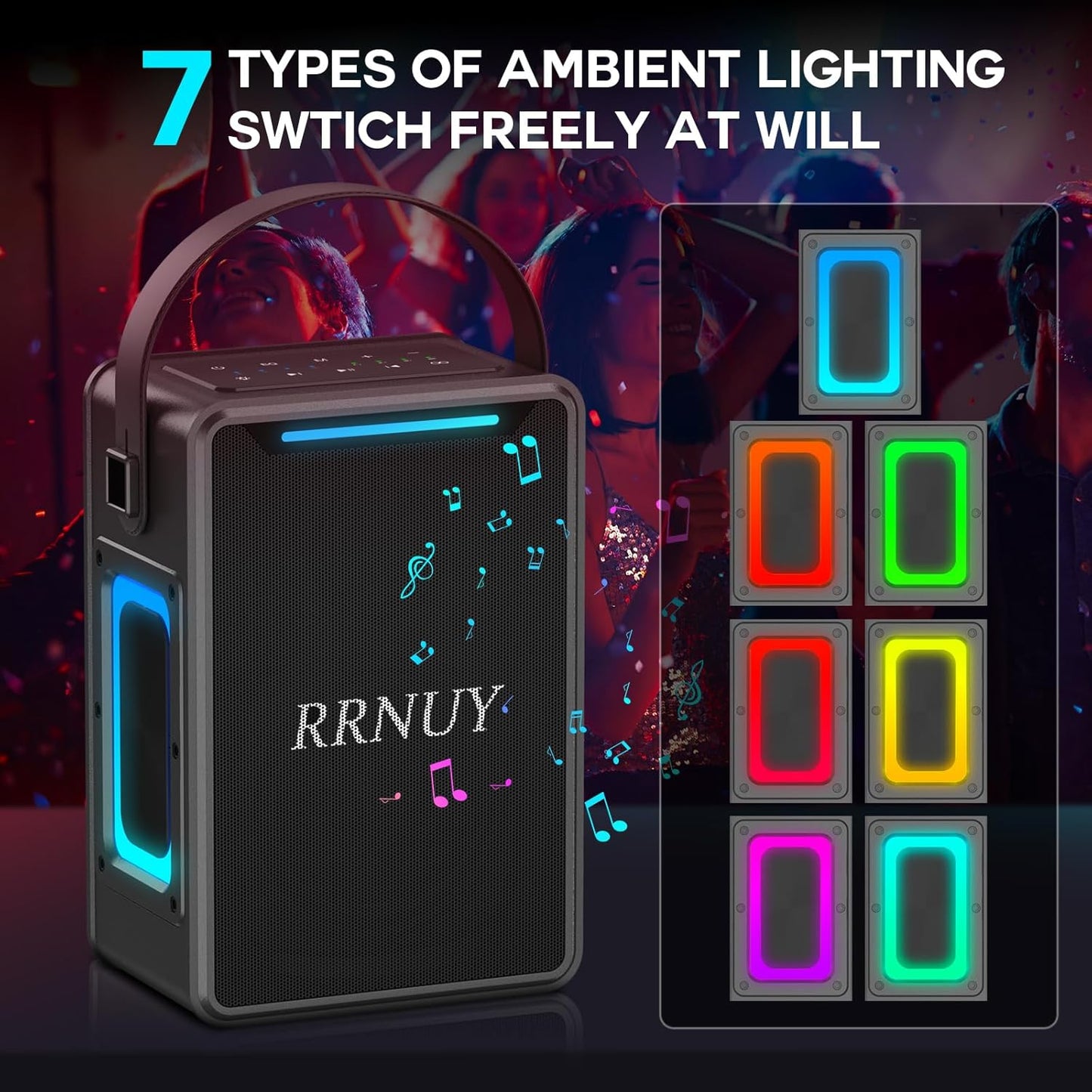 Portable Bluetooth Speaker 60W IPX6 Waterproof Wireless Speakers with Deep Bass, TWS Pairing, DSP Stereo Sound, Led Light, Big Powerful Loud Outdoor Boombox for Home Party Camping Beach