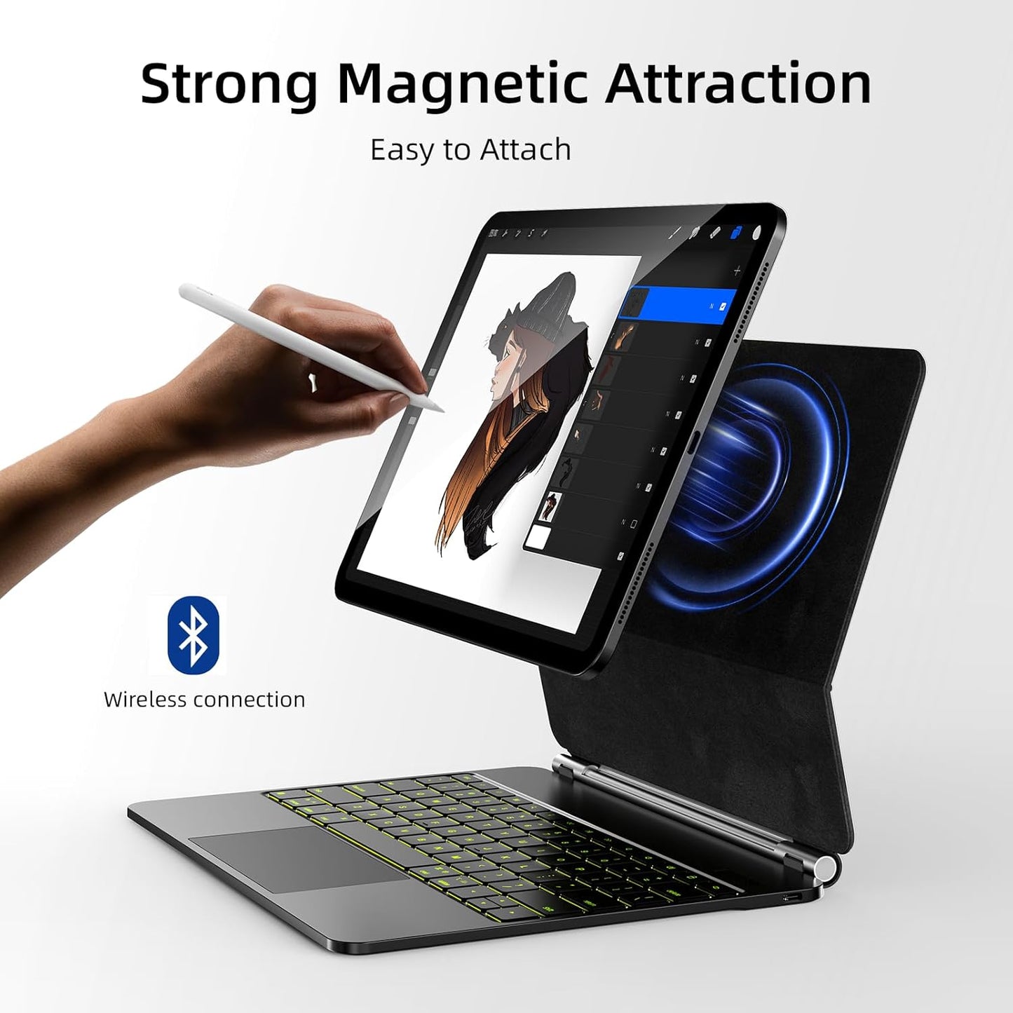 for iPad Pro 13 inch case 2024 with Keyboard M4,Magnetic Attach,Multi-Gesture Trackpad,7-Color Backlit,Shortcut Keys,Auto Sleep/Awake,Magic Keyboard for iPad Pro 13-inch M4 2024