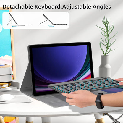 Backlit Keyboard Case for Samsung Galaxy Tab S10 FE/S9 FE 5G 10.9"/ Tab S9 11", Smart Case with 7 Colors Backlight Detachable Wireless Keyboard Cover with S Pen Holder,Magnetic Detachable,Black