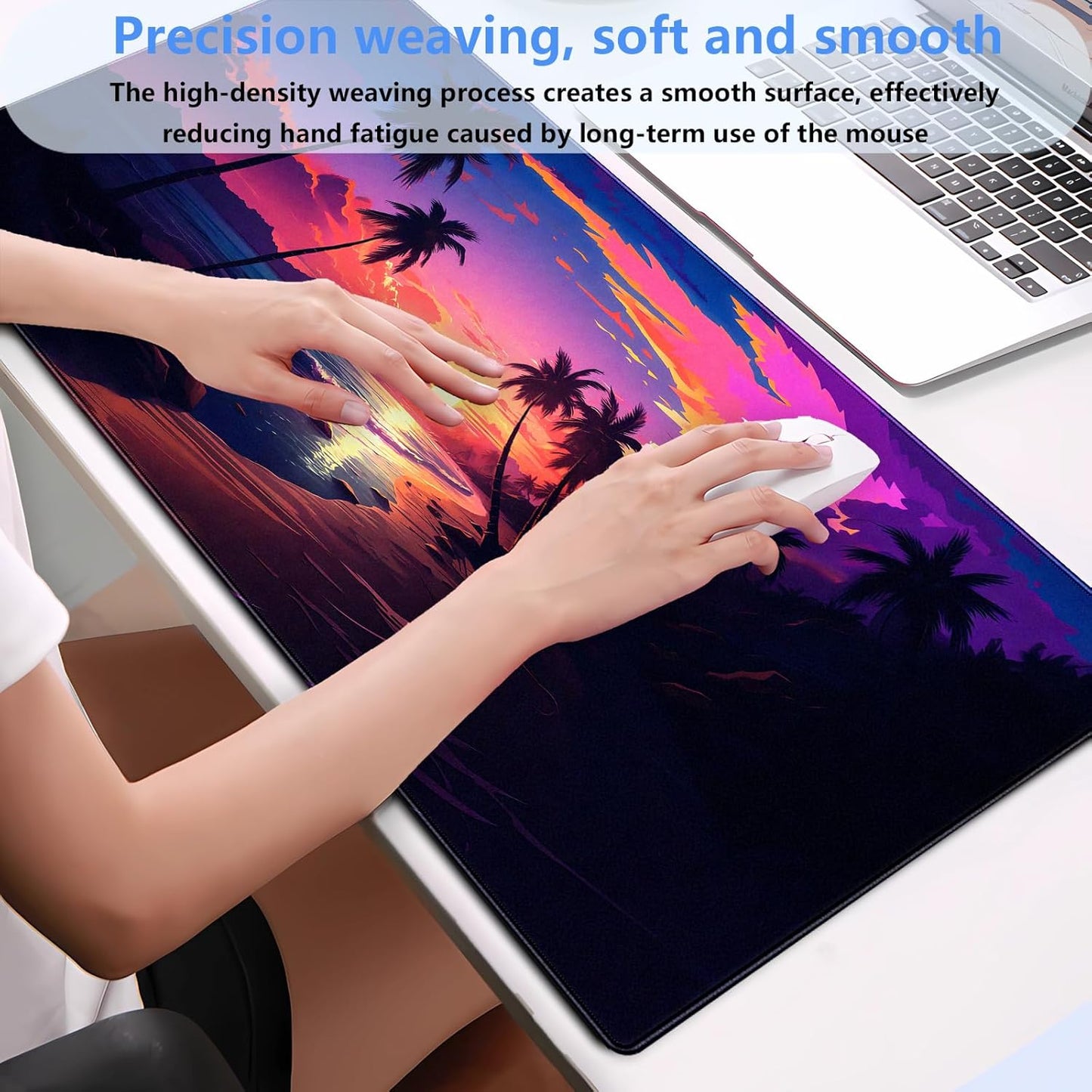 Sunset Beach Gaming Mouse Pad for Desk, Fantasy Ocean Art Desk mat Extended Large Desk Pad ，XXL Mouse pad for Home or Office Computer Laptop 31.5 X 15.7 inch