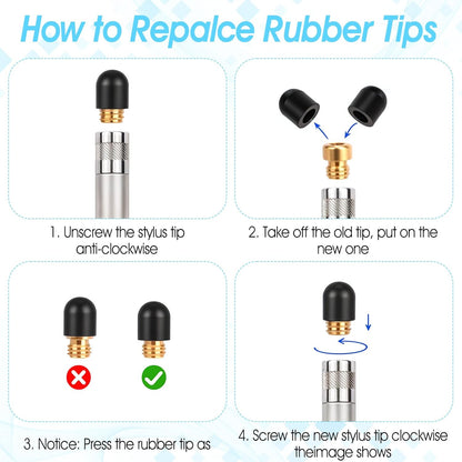 30PCS Replacement Rubber Tips for Stylus pens, Black Silicone Tips for Stylus Pens, High Sensitivity Stylushome Tip, No Scratches, Universal (0.19In,0.23In,0.27In)