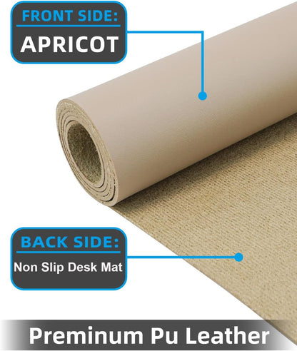 Small Desk Mat,Leather Desk Pad Protector,Desk Mouse pad,Office Desk mat,Laptop Mat for Desk, Non-Slip PU Leather Desk Blotter,Waterproof Desk Writing Pad for Office/Home(31.5"x15.7",Apricot)