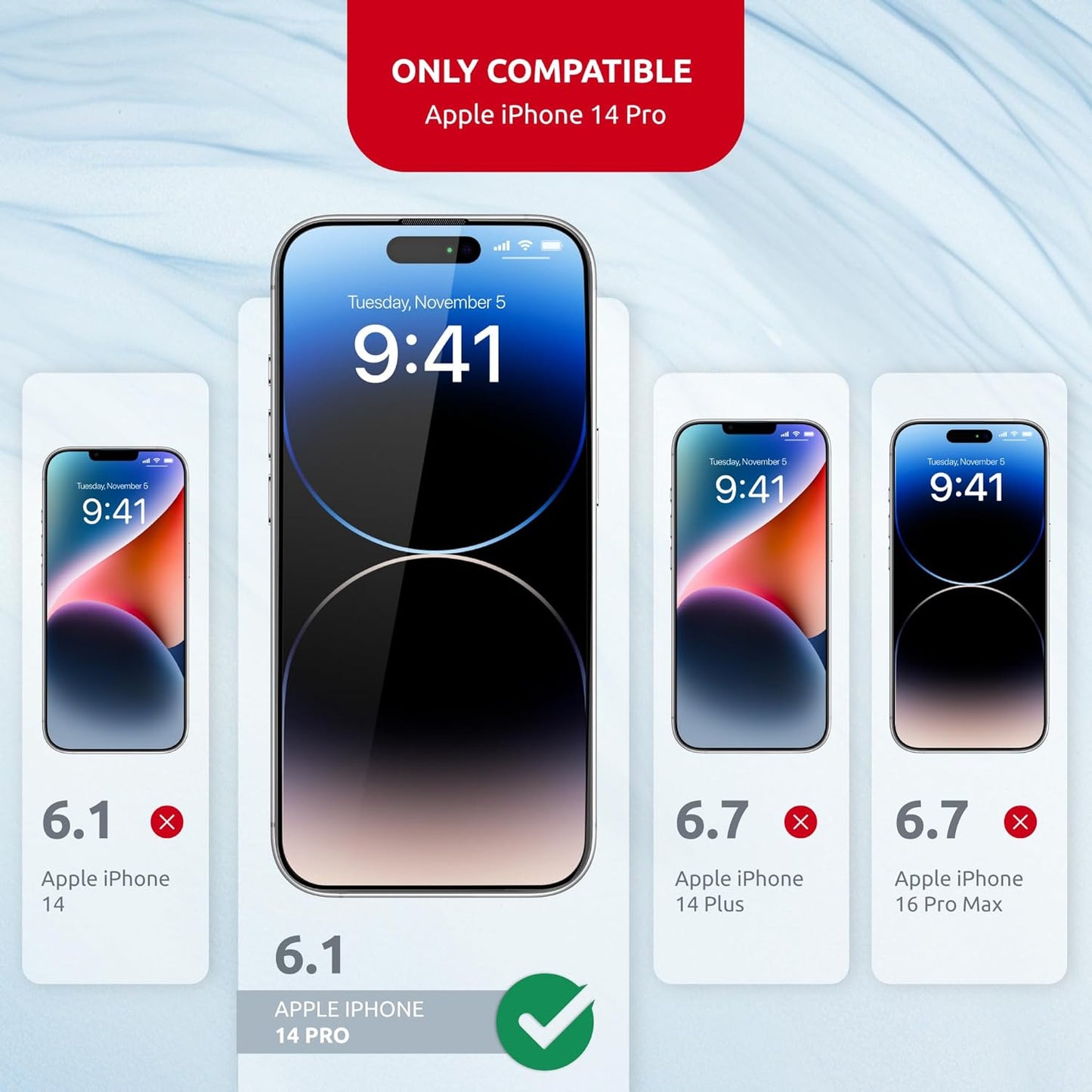 Tempered Glass Screen Protector for iPhone 14 Pro – Full Edge-to-Edge Protection, 9H Hardness, Oleophobic Coating - Screen Saver for iPhone 14 Pro with Applicator Set - Black Design