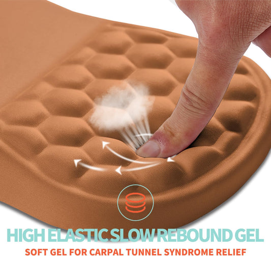 Ergonomic Mouse Pad Wrist Support with Memory Foam Massage Bulge, Carpal Tunnel Pain Relief Mousepad Wrist Rest for Mouse(12x8 inch, Sandy Brown)