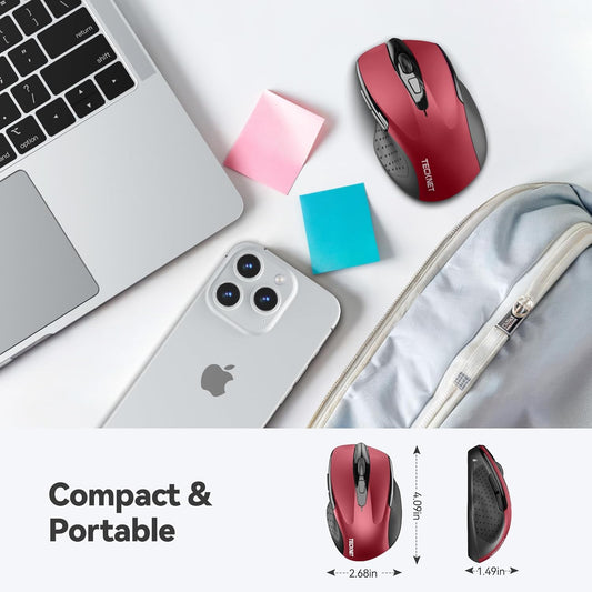 TECKNET Wireless Mouse, 2.4G Ergonomic Optical Mouse, Computer Mouse for Laptop, PC, Computer, Chromebook, Notebook, 6 Buttons, 24 Months Battery Life, 4000 DPI, 6 Adjustment Levels