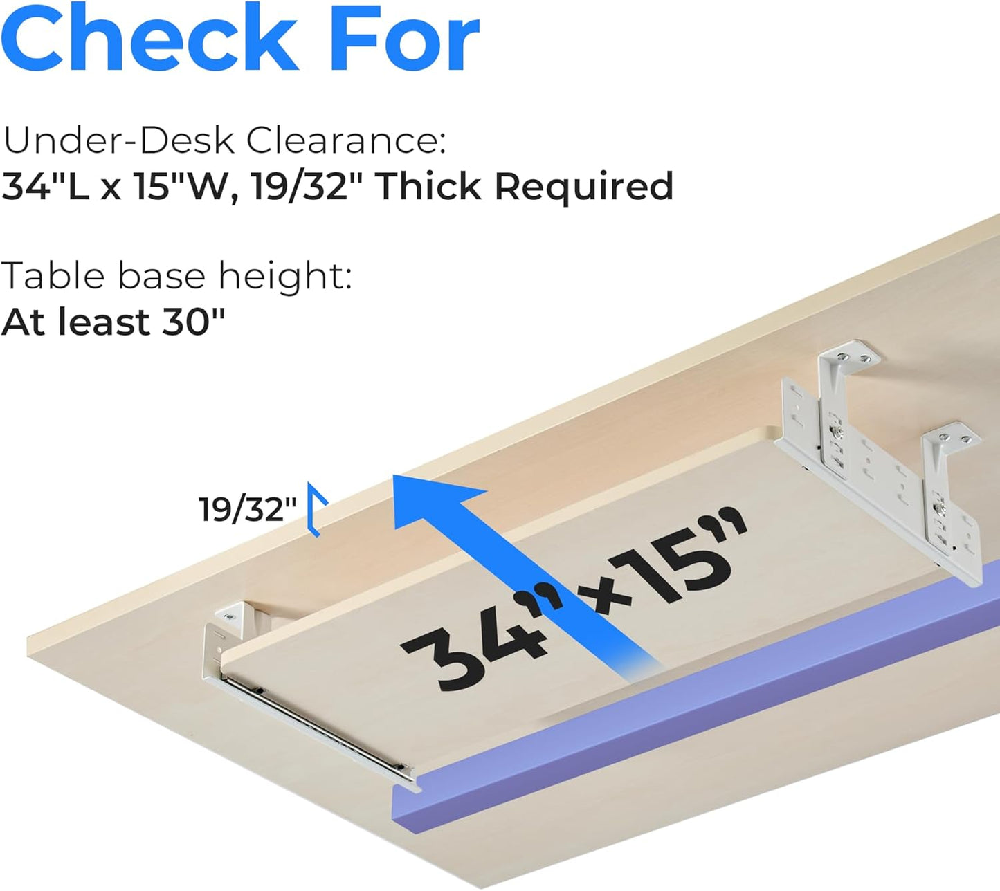 EUREKA ERGONOMIC Adjustable Keyboard Tray Under Desk, 28x11 Inch Large Slide Out Keyboard & Mouse Platform Tray, Wooden Pull Out Computer Keyboard Drawer for Typing Home Office Desk, Maple