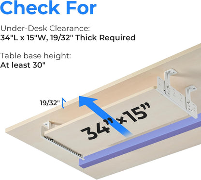EUREKA ERGONOMIC Adjustable Keyboard Tray Under Desk, 28x11 Inch Large Slide Out Keyboard & Mouse Platform Tray, Wooden Pull Out Computer Keyboard Drawer for Typing Home Office Desk, Maple