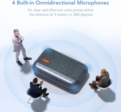 NUROUM A15 Conference Speaker and Microphone, Portable&Scalable Bluetooth Wireless Speakerphone, 360° Voice Pickup, Daisy Chian for Calls/Computer/PC/Laptop/Desktop via Bluetooth/Dongle/USB-A/C Blue