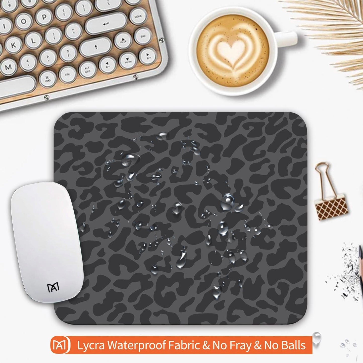 Square Mouse Pad Black Leopard,Personalized Premium-Textured Custom Mouse Mat Design,Washable Mousepad Cloth,Non-Slip Rubber Base Computer Mouse Pads for Wireless Mouse