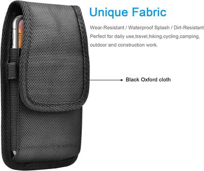 for Samsung Galaxy S25 Ultra S24 S23 S22 S21 S20 FE S10 S9 A03S A20 A50 A51 A16 A15 A14 A10e Holster Nylon Cell Phone Pouch Belt Holder Carrying Case with Clip,Black