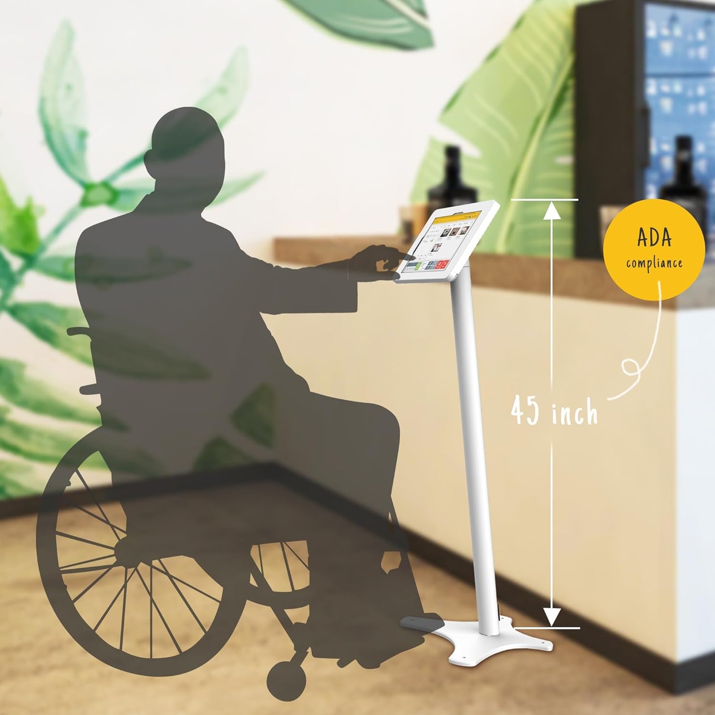 Tablet Kiosk Floor Stand, All Metal Rotate Lockable - Compatible with 10.9" iPad 10th, Pro 11" 1 2 3 4, Air 4 5, Air 11", iPad 11"(A16) - BSF301WA