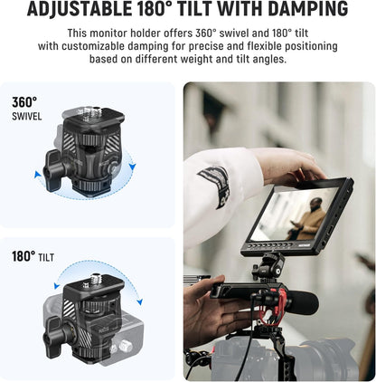 NEEWER Field Monitor Mount Holder with Cold Shoe 360 Swivel 180 Tilt Anti Twist Screw Compatible with Atomos Ninja 5" & 7" Camera Monitor, SmallRig Camera Cage, MA019