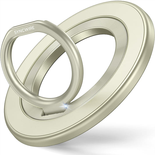 Syncwire Upgraded Magnetic Phone Ring Holder for MagSafe, Magnetic Cell Phone Grip Stand Finger Ring Kickstand with Two-Sided Magnets Compatible iPhone 16 Pro Max 15 14 13 12 Android, Yellow