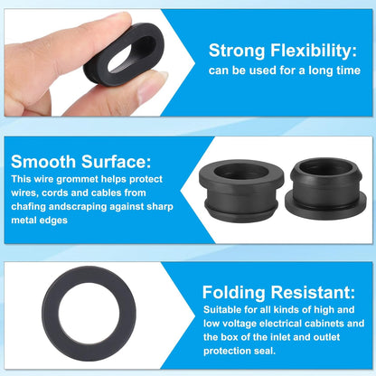 PATIKIL 25mm / 1 Inch Drill Hole,13/16 Inch ID Rubber Grommets, 3Pcs Top Hat Grommet for Wiring Eyelet Ring Gasket Automotive Firewall Cable Hole Plugs Wires Protection, Black