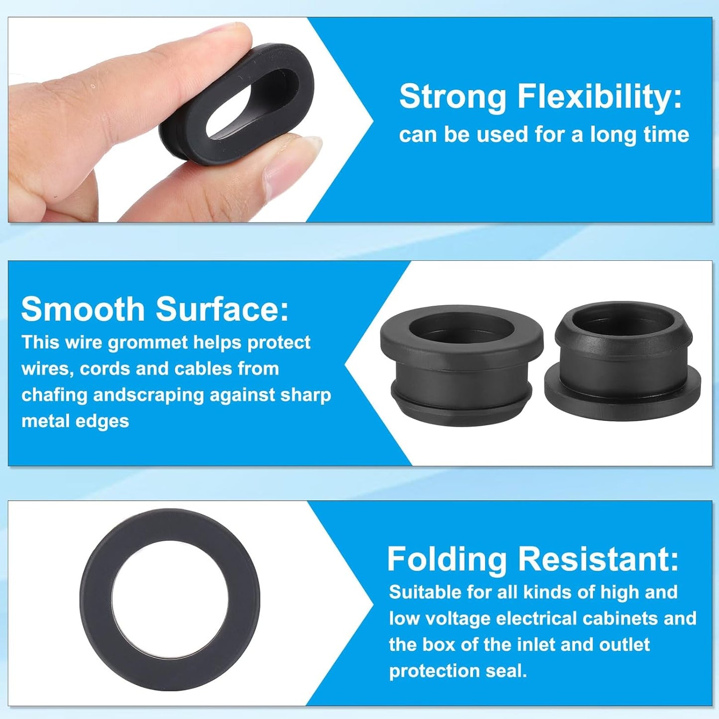 PATIKIL 26mm / 1 Inch Drill Hole,13/16 Inch ID Rubber Grommets, 3Pcs Top Hat Grommet for Wiring Eyelet Ring Gasket Automotive Firewall Cable Hole Plugs Wires Protection, Black