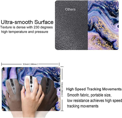 Mouse Pad, Purple Navy Gold Marble Mouse Pad, Premium-Textured Marbling Mouse Mat Square Waterproof Non-Slip Rubber Base Computer Mousepads for Office Laptop Desk