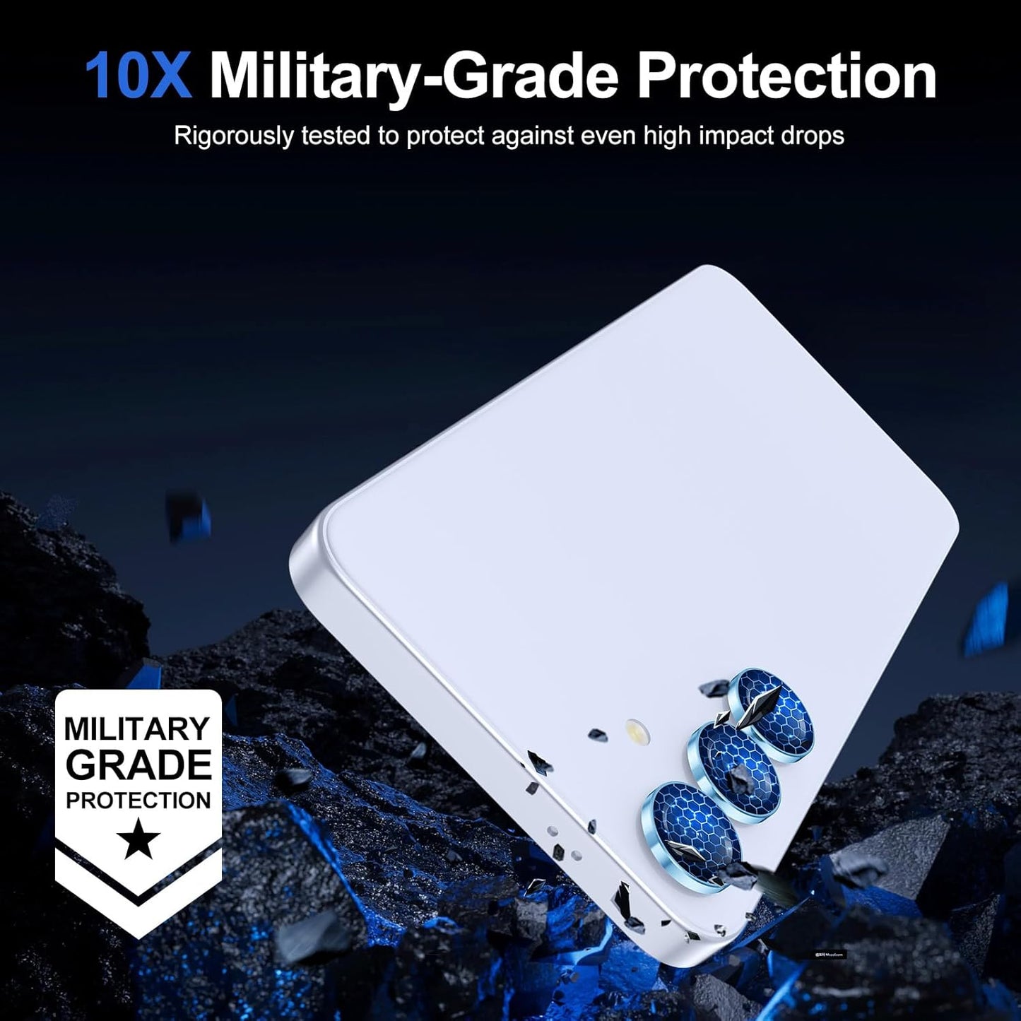 for Samsung Galaxy S25 Camera Lens Protector, Individual Metal Ring Tempered Glass Lens Cover, [Strong Adsorption] Scratch Resistant Ultra-Thin HD Clear Lens Cover, 1 Set-Blue Ring