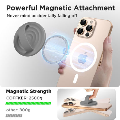 Magnetic Phone Ring Grip Holder, Silicone Finger Loop Grip, Compatible with MasSafe, Back of Phone for iPhone Pro Max/Plus/16/15/15/14/13/12 Series, Gray