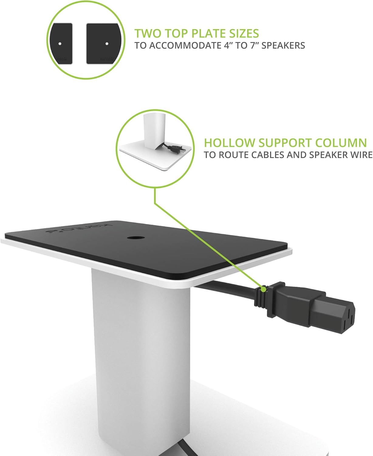 Kanto SP6HD Desktop Speaker Stands for Medium/Large Bookshelf Speakers & Mid-Size/Full-Size 4”-7” Studio Monitors | 6" Tall | White | Pair