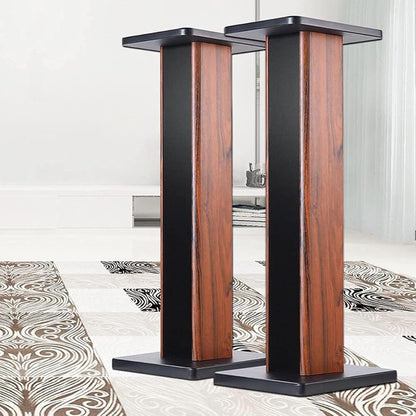 Speaker Stands Wood Grain 28 Inch Universal Floor Speaker Stands Pair Heavy Duty Surround Sound Speaker Monitor Stand for Home Theater with Sand Filling Tuning Function - 1 Pair