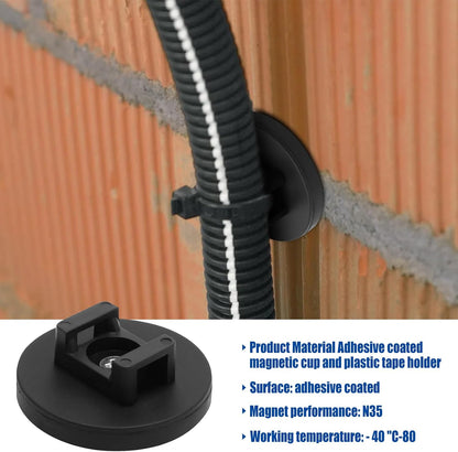 20Pcs Strong Magnetic Cable Zip Tie Base, Multipurpose Cable Ties Mount Wire Clips Management Base,Heavy Duty Wire Cable Holder for Electrical Cable Wire Organization (43mm Vertical Tension 8.5kg)
