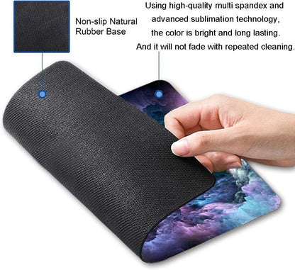 Rainbow Cloud Mouse Pad, Modern Pretty Space Gaming Mouse Mat - Square, Waterproof, Non-Slip Rubber Base - 9.5"x7.9"x0.12" Inch - For Office, Home, Laptop, Travel