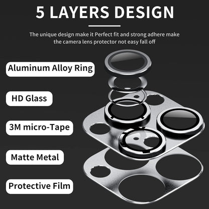 Camera Lens Protector for iPhone 14 Pro/iPhone 14 Pro Max, Alloy Metal Camera Cover with Tempered Glass Screen Protector Accessories,Case Friendly,Scratch Resistant,Easy to Install -Sliver