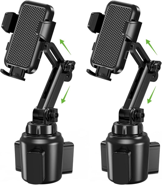 2025 Upgraded Cup Phone Holder for Car, Universal No Shaking Cup Holder Phone Mount with Expandable Base for Car Truck, Adjustable Holders,Compatible with iPhone Samsung All Phones: 2 Pack