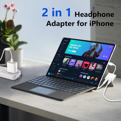 Seulliya USB C to 3.5mm Headphone Jack and Charger Adapter, 2-in-1 Audio & Fast Charging Splitter for Apple iPhone 17/16/15/Pro/Pro Max, iPad, Samsung, Pixel, and More 5Pack