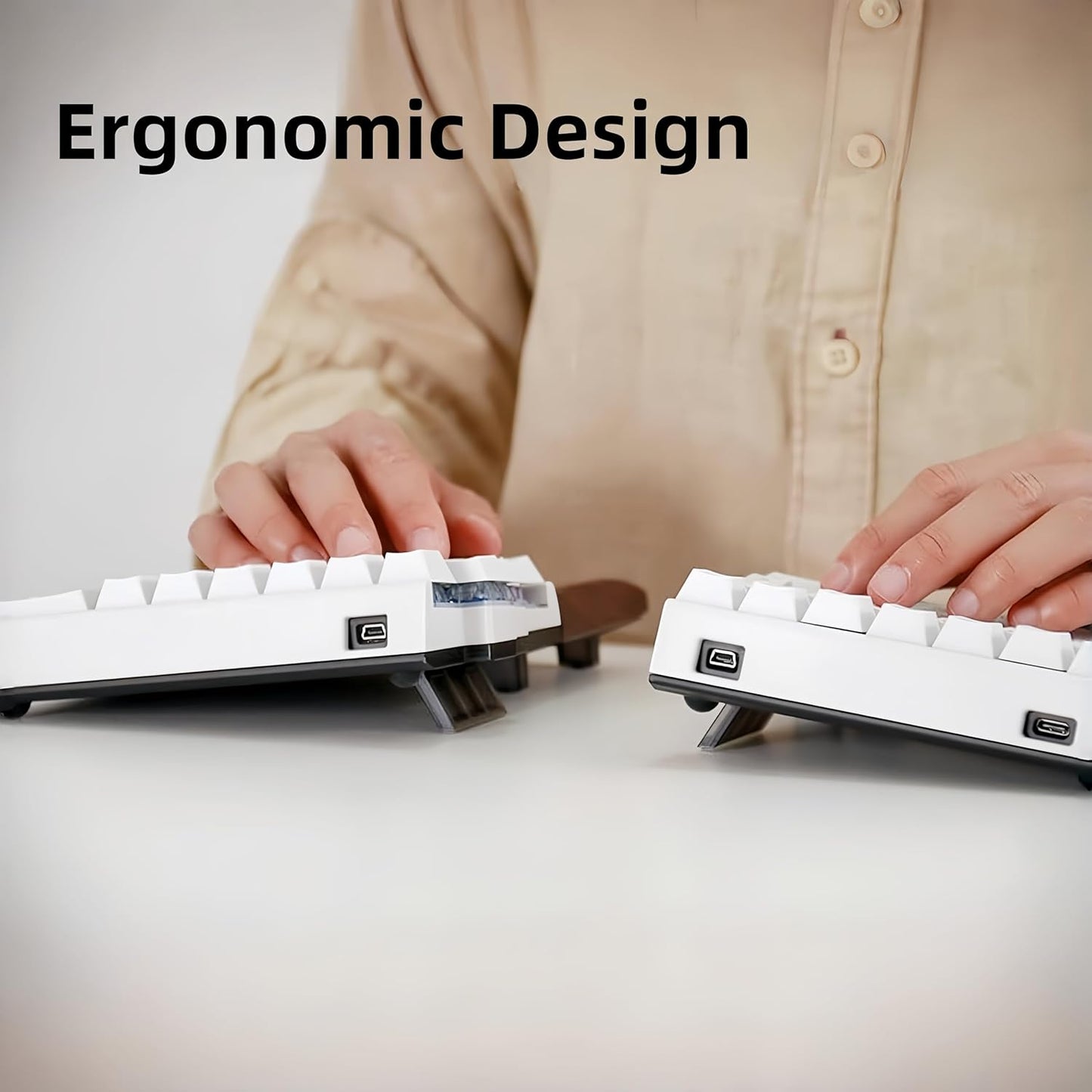 Lite: Wireless Ergonomic Split Mechanical Keyboard Hot Swappable, Compact 60% Layout, PBT Keycaps Programmable for Mac & Windows(Tactile,New Standard Version)