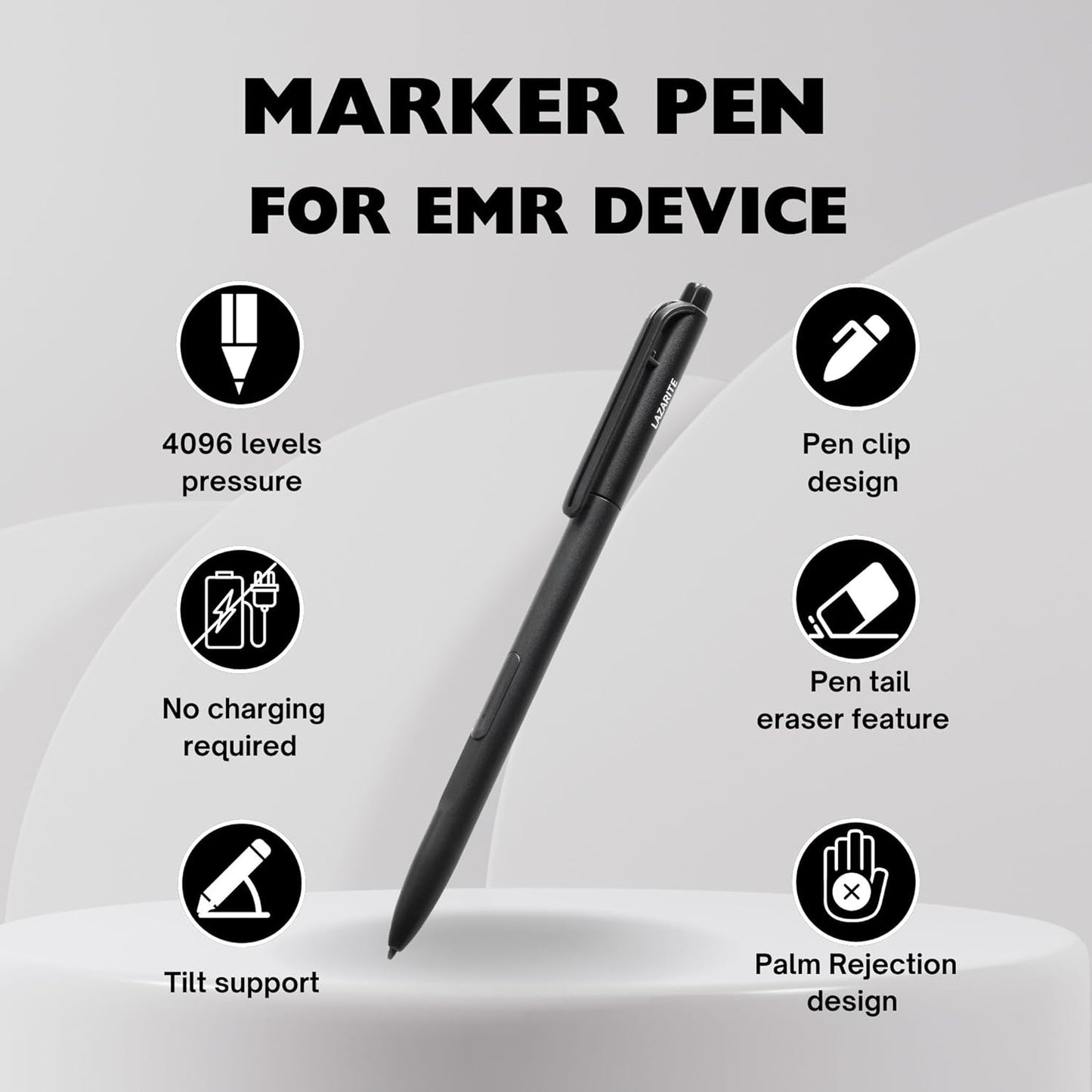 LuxoScribe, Marker Pen for Remarkable 2/Kindle Scribe/SuperNote Device. EMR Stylus Pen with Eraser, 4096 Pressure Sensitivity, Palm Rejection