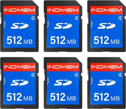 INDMEM SD Card 512MB, 6 Packs Class 4 512MB Flash Memory Card MLC Standard Secure Digital Cards Camera Cards
