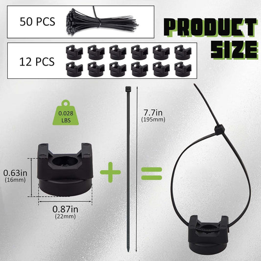 12Pcs Magnetic Zip Tie Mounts - Magnetic Cable Wire Management Bases Heavy Duty Multipurpose Wires Cables Holder Magnetism Wire Clamps with 50pcs Cable Ties (Total 62 Pieces,22 mm)