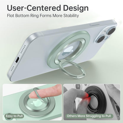 Syncwire Magnetic Phone Ring Holder for MagSafe, Magnetic Cell Phone Grip Stand Finger Ring Kickstand with Two-Sided Magnets Compatible iPhone 16 Pro Max 15 14 13 12 Android, Green