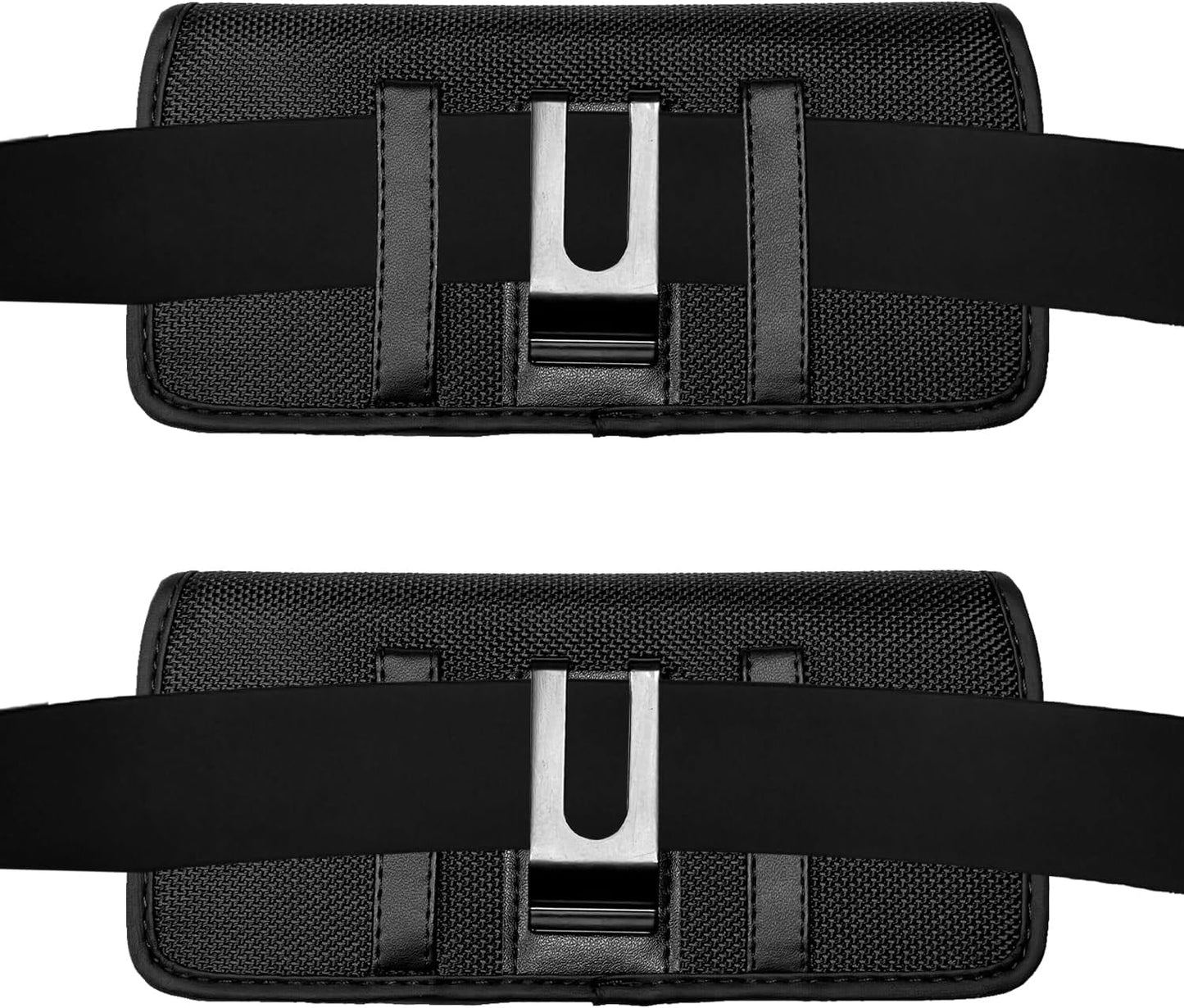 Nylon Cell Phone Holster for Samsung Galaxy A21, A22 5G, Note20 Ultra, S20/S21/S22 Ultra 5G, T-Mobile REVVL 6 Pro - Horizontal Case Canvas Waist Carrying Pouch with Belt Clip/Loops, Black